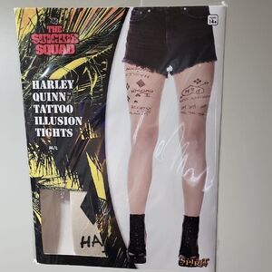 Spirit Harley Quinn Tattoo Illusion Tights - Black and Cream